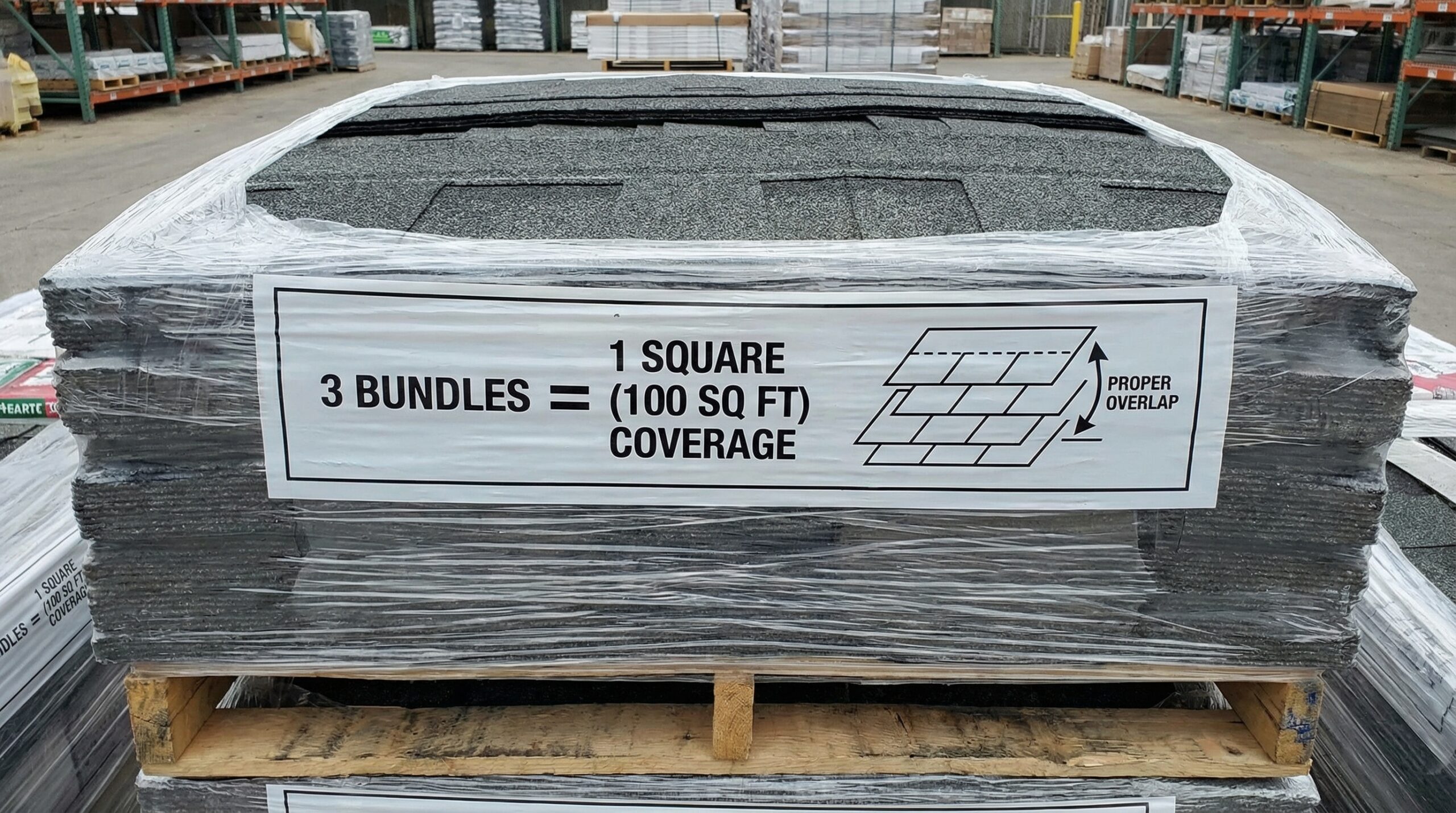 Asphalt Shingles Bundle Showing Square Coverage With Overlap Illustration