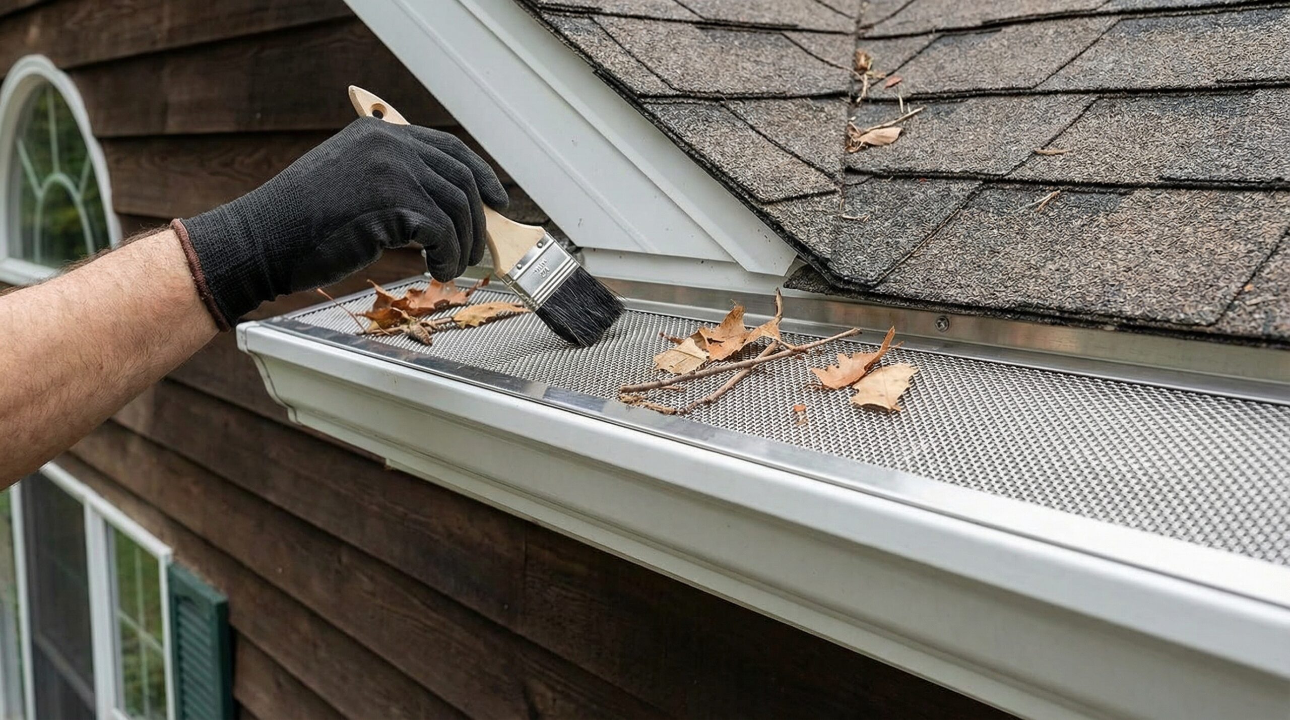 Well-maintained gutters with gutter guards installed on Ohio home
