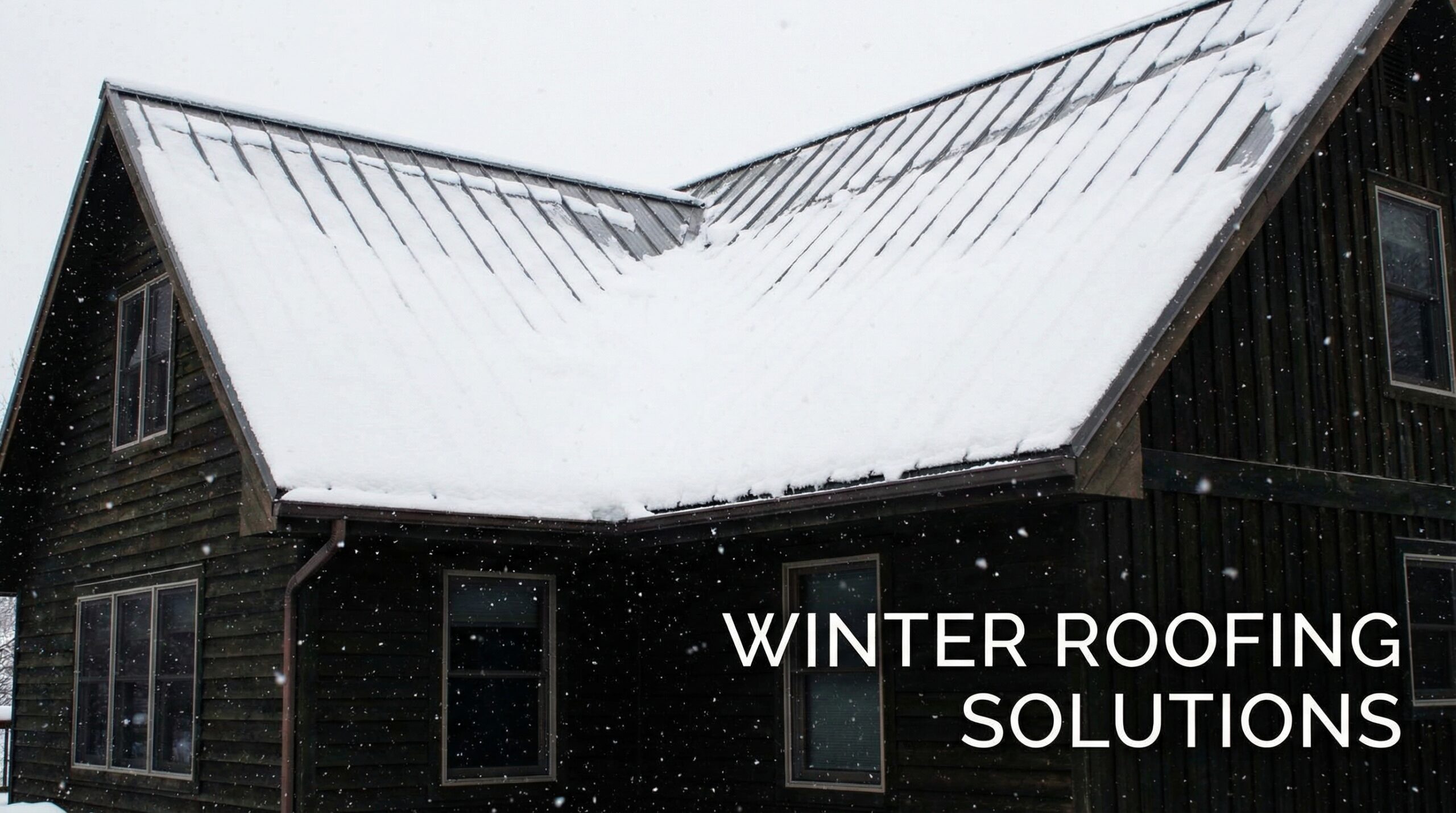 Metal roof shedding snow in winter climate