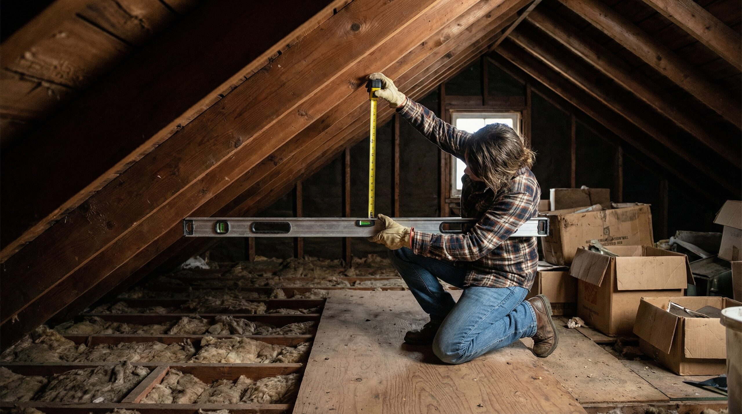 person-measuring-roof-pitch-in-attic-with-level-and-tape-measure-showing-proper-technique