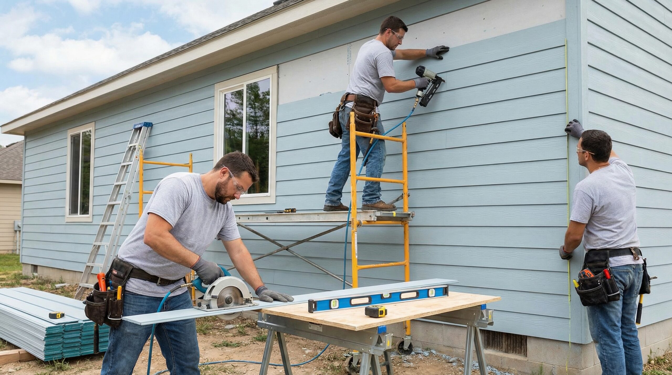 professional siding installation showing proper techniques and tools