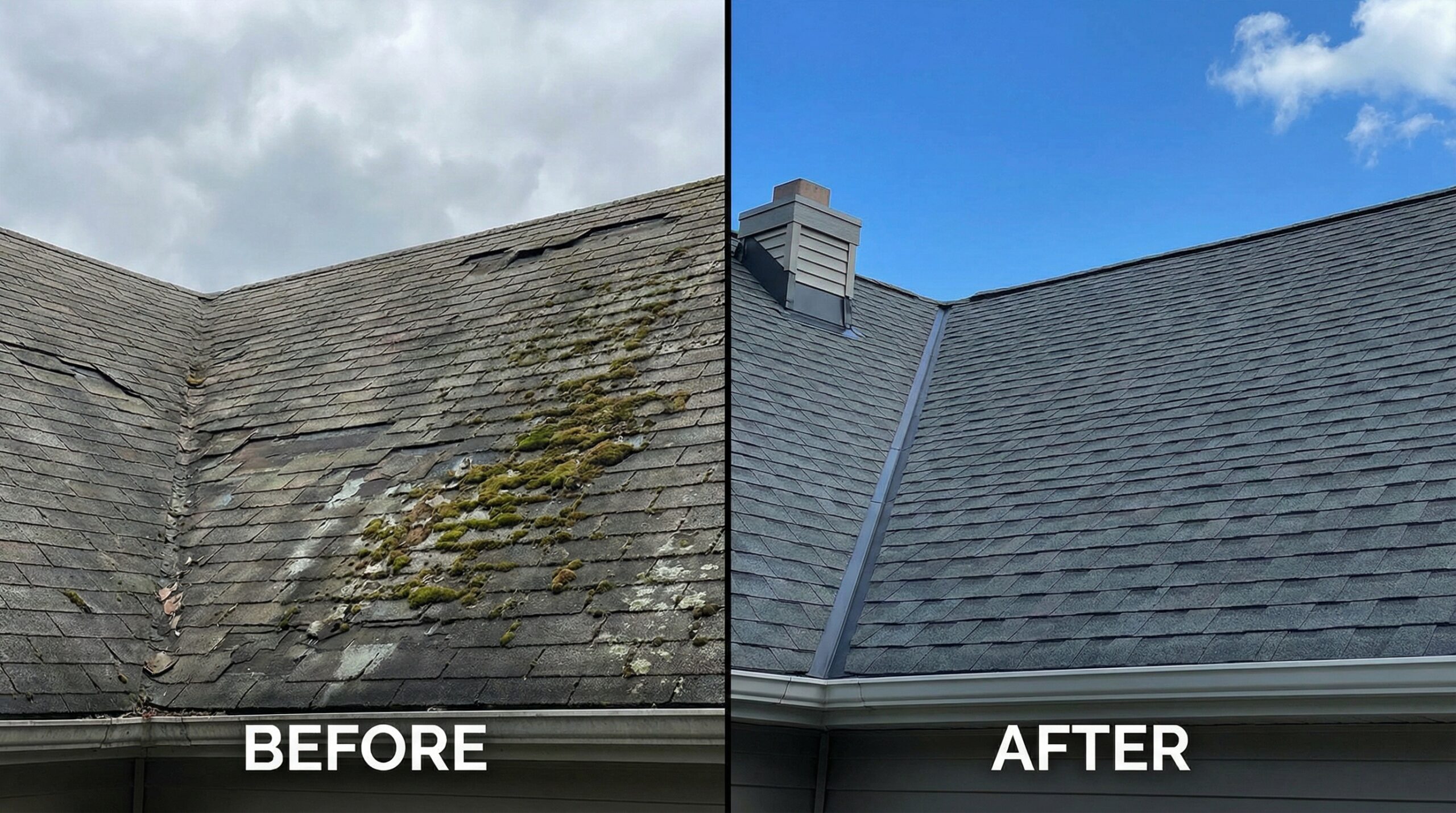 Before and after comparison showing winter repair versus spring emergency replacement