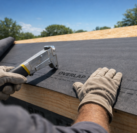 Process of roof underlayment installation by a professional