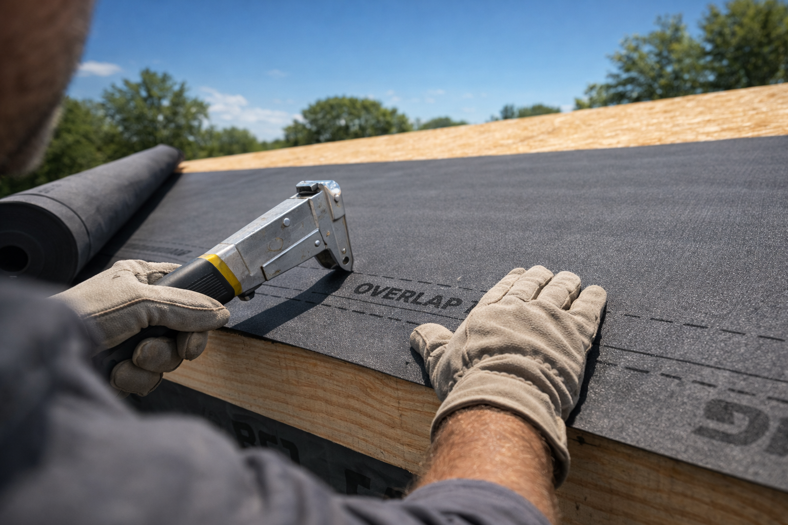 Process of roof underlayment installation by a professional