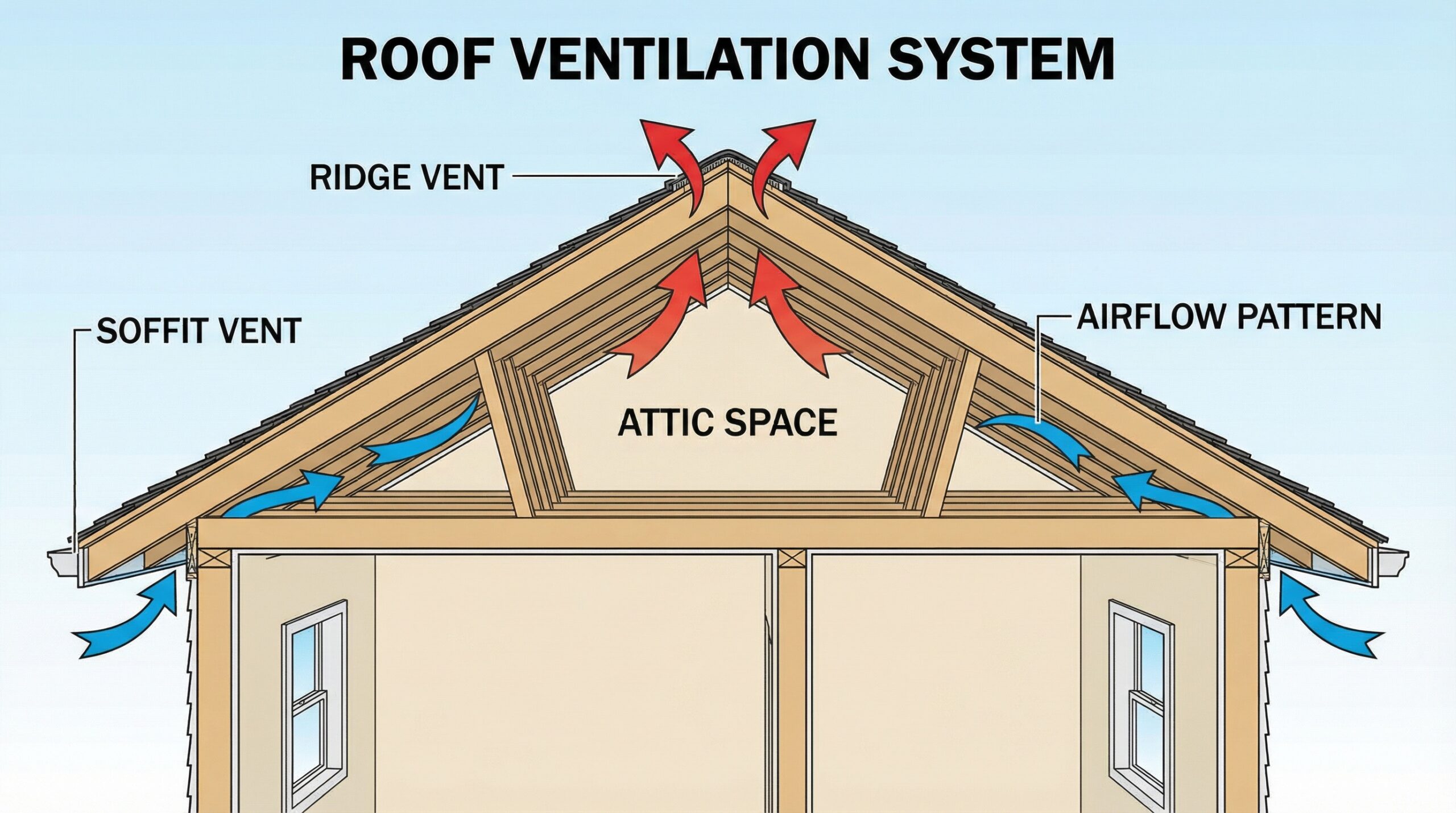 Roof ventilation system airflow diagram