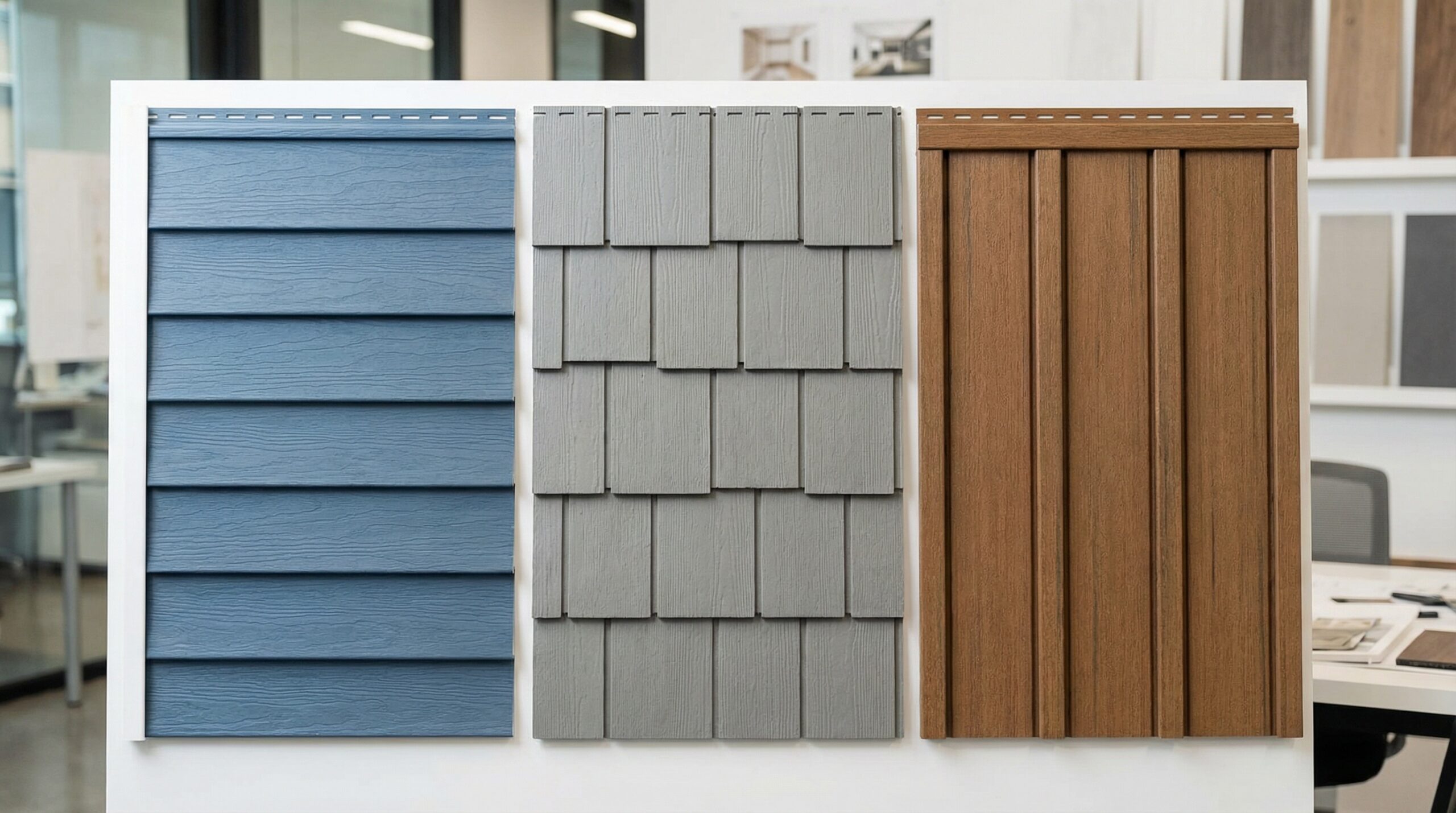 Comparison of different siding materials - vinyl, fiber cement, and wood composite