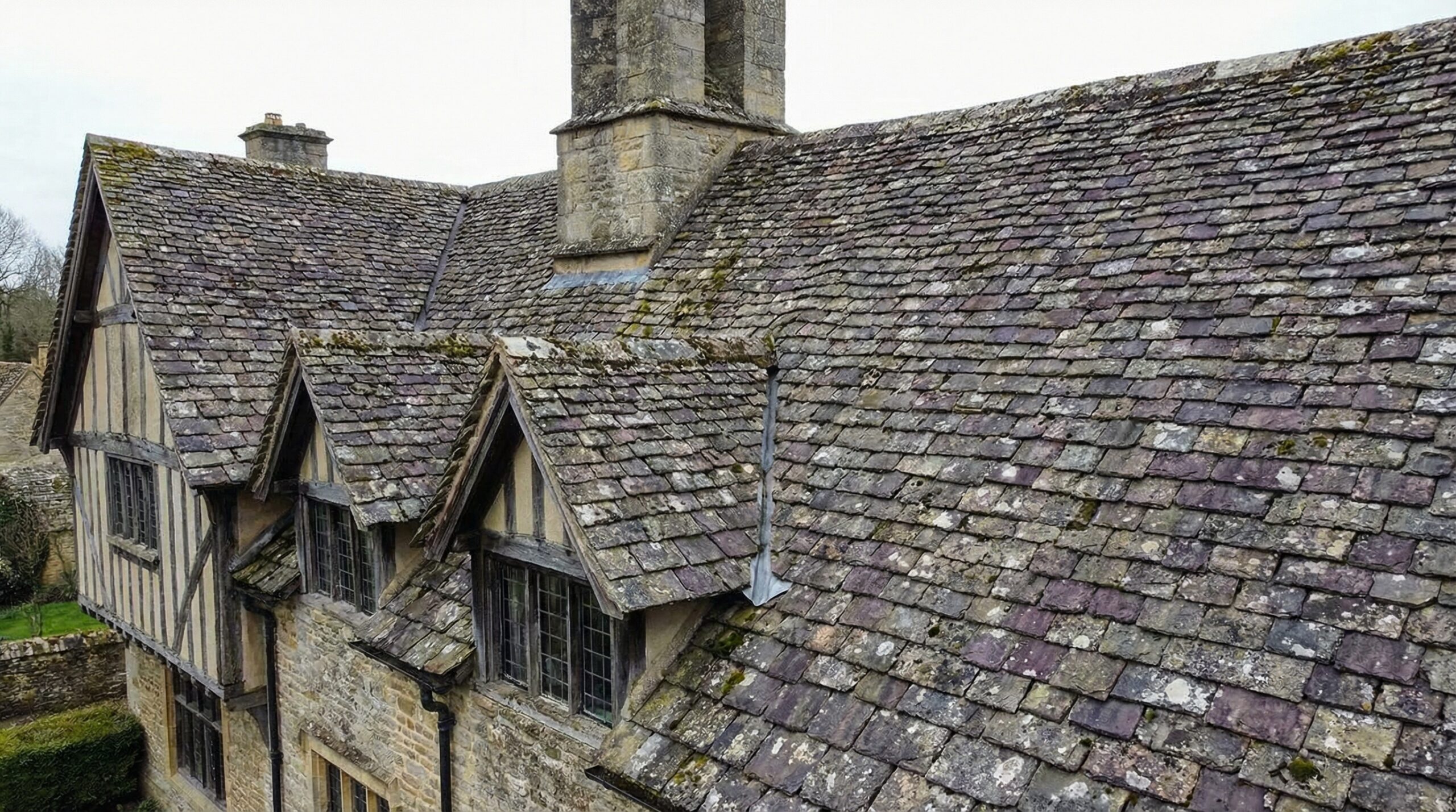 Slate roof on historic home showing longevity