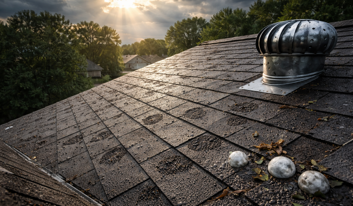 Visualization of the effect of hail damage on roofs