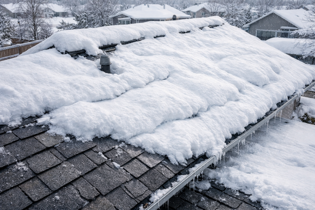 heavy snow on northeast Ohio roof
