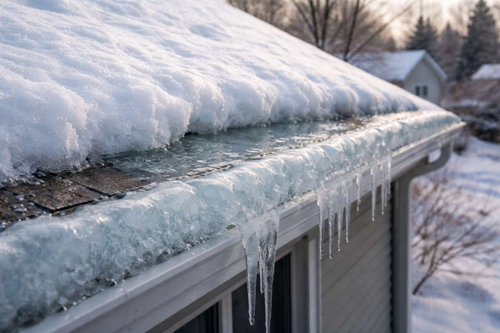 Visualisation of the effect of ice dams on roofs