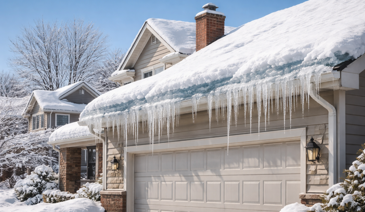 Ice dam on Northeast Ohio Roof