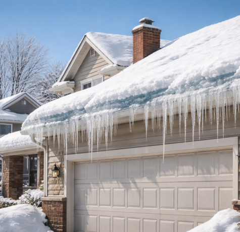 Ice dam on Northeast Ohio Roof