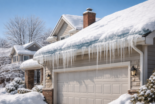 Ice dam on Northeast Ohio Roof