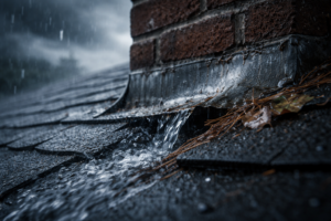 Visualization of a roof under stress during heavy rain