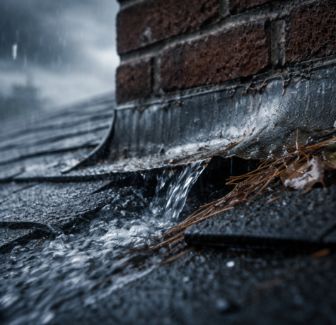 Visualization of a roof under stress during heavy rain