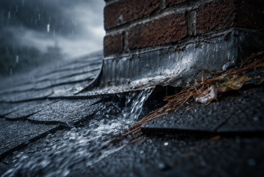 Visualization of a roof under stress during heavy rain