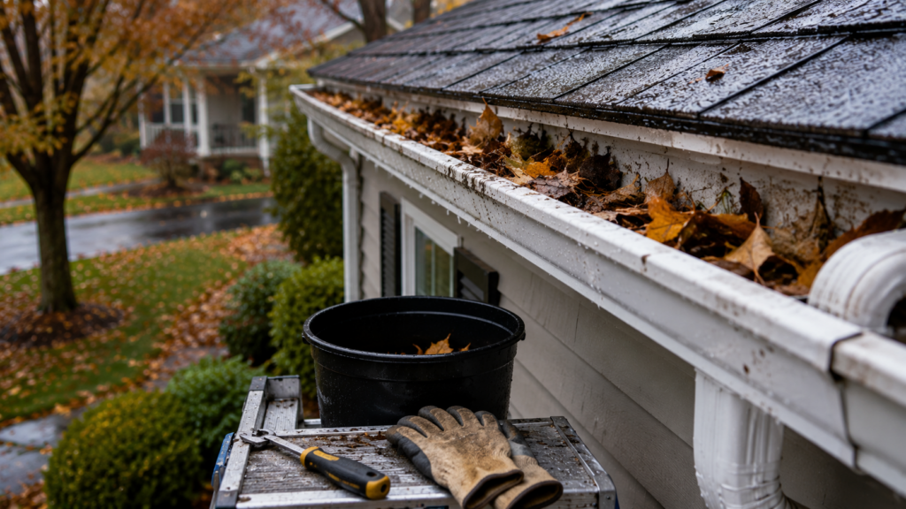 Visualization of clogged roof gutter system
