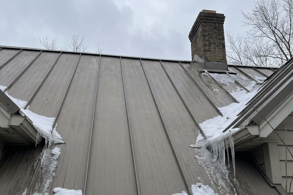 Visualization of freeze thaw impact on metal roof