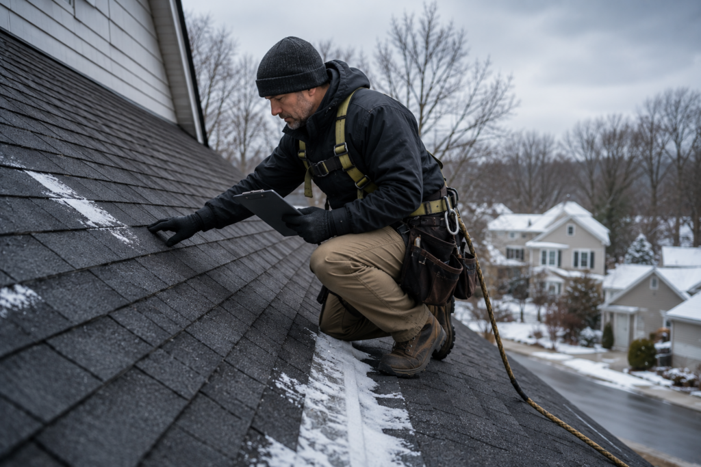 Visualization of Northeast Ohio contractor inspecting roof condition
