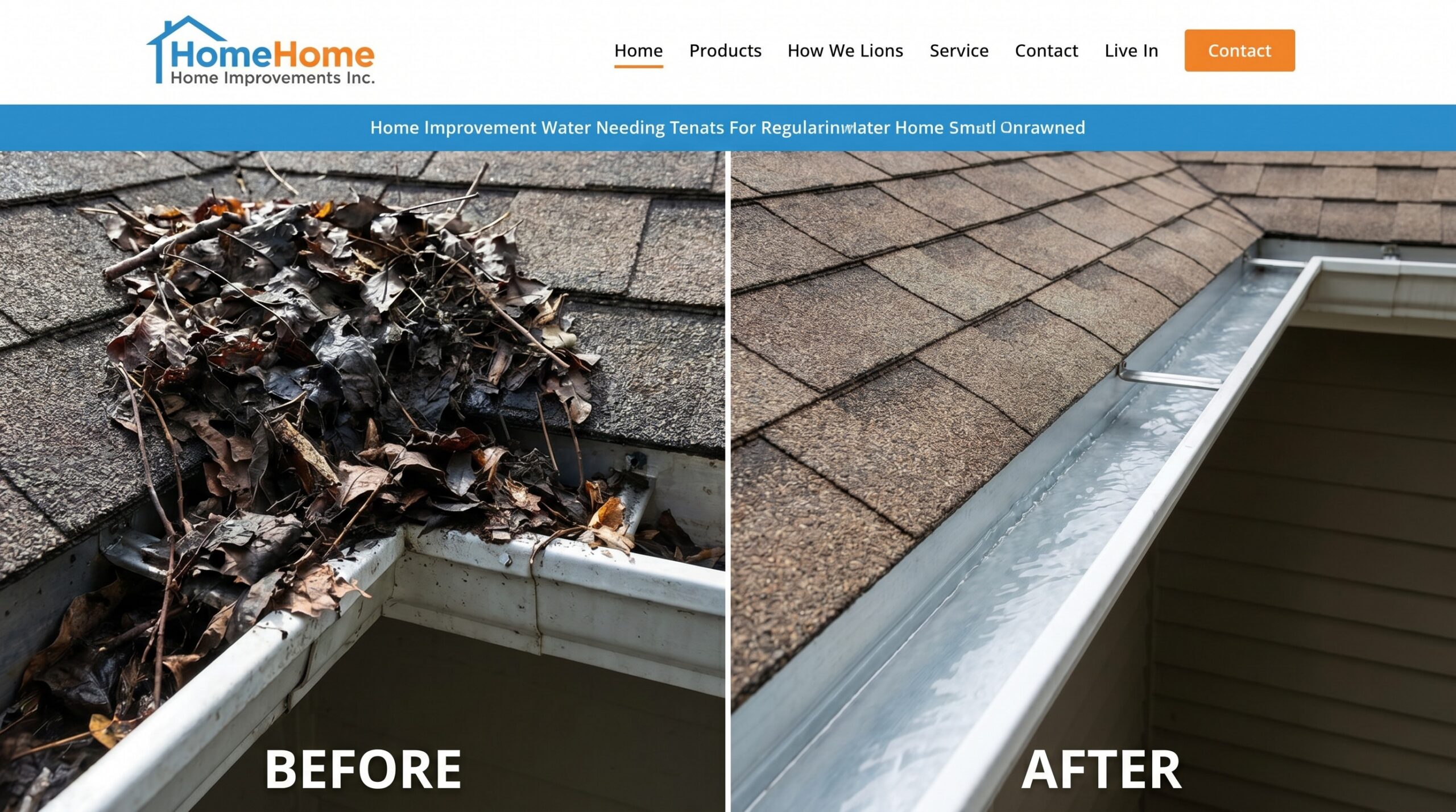 Before and after photo of clogged vs clean gutter at valley