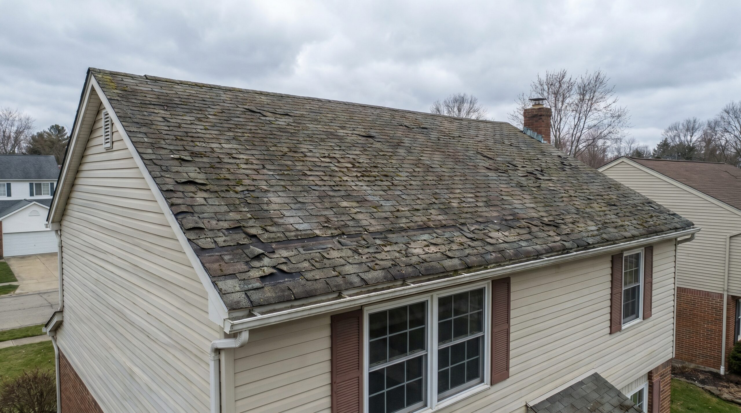 Before and after roof replacement Northeast Ohio home