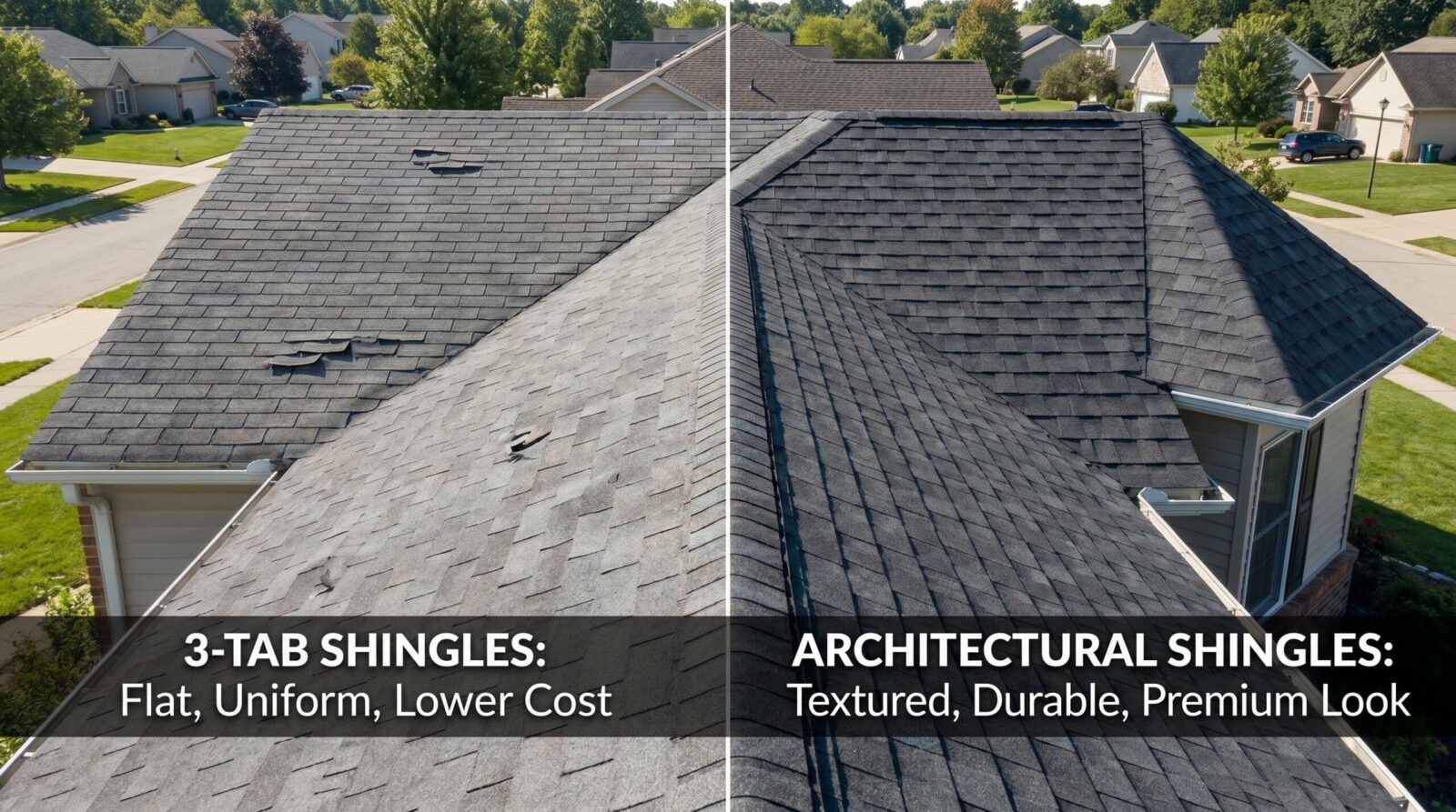 comparison of 3-tab vs architectural asphalt shingles on homes