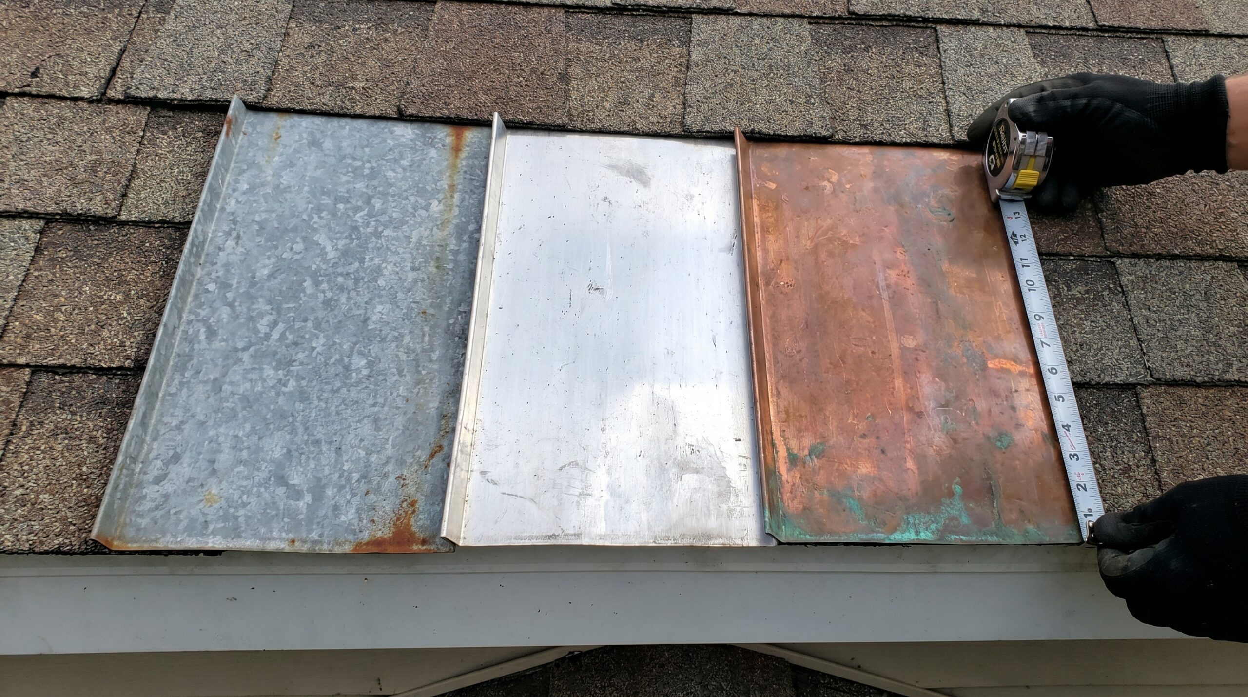 Comparison of different flashing materials steel aluminum and copper
