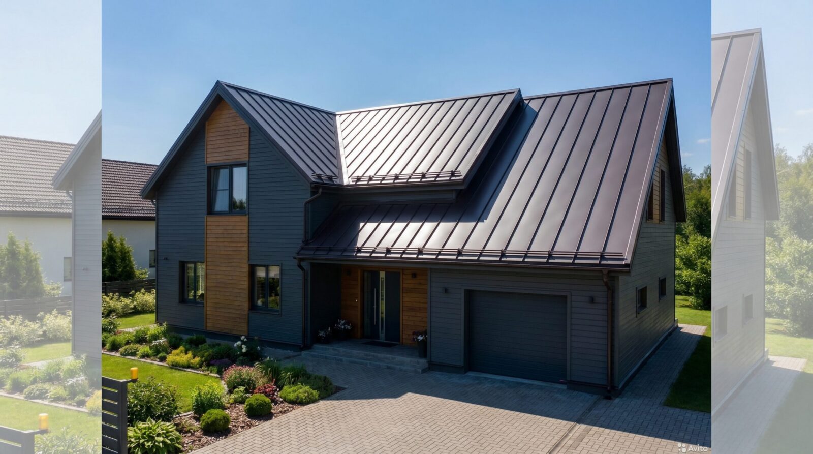 Residential home with newly installed standing seam metal roof showing clean lines
