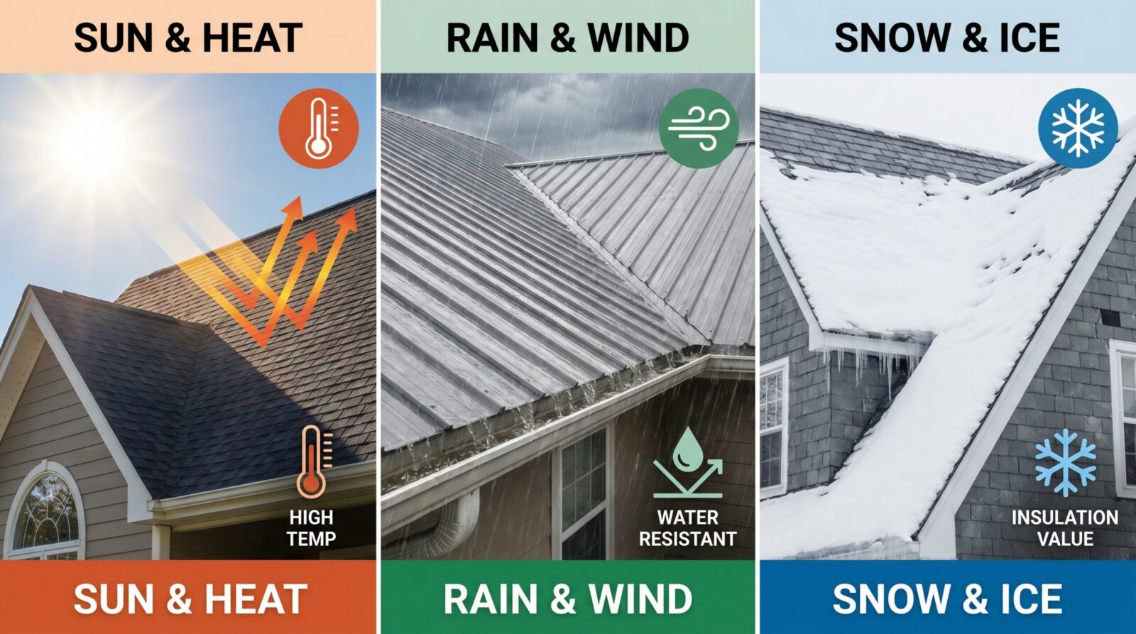 Comparison of roof performance in different weather conditions
