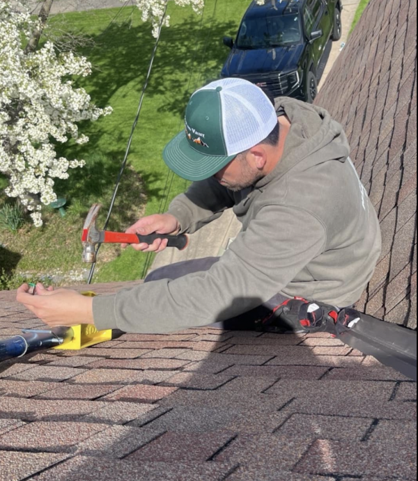 Storm damage roof repair in Cleveland, OH.